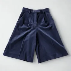 ザラ ZARA　センタープレス タックハーフパンツ　ネイビー　レディース