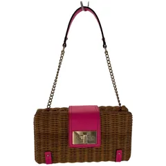 Kate Spade ケイトスペード チェーン かごショルダーバッグ size-/ブラウン×ネオンピンク