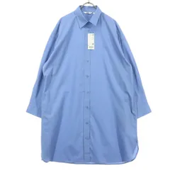 未使用 UNIQLO ユニクロ 長袖 オーバーサイズ シャツワンピース L ブルー系 レディース 古着