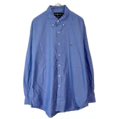 90年代 RALPH LAUREN ラルフローレン YARMOUTH ボタンダウンシャツ ブルー(メンズ 16 1/2)中古 古着 X8409