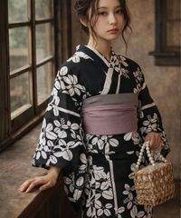 dazzy 浴衣 帯セット 黒地 花柄 レディース - メルカリ