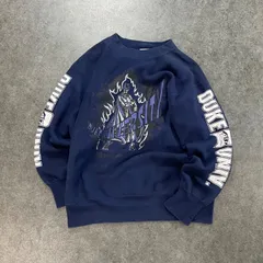 90s Vintage U.S. COLLEGE Blue DUKE UNIVERSITY  Devils Sweatshirt カレッジ アメリカ デューク大学 ブルーデビルズ スウェット トレーナー プリント ネイビー 紺 ヴィンテージ ビンテージ