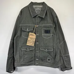 古着 美品 パリッシュ PARISH デニム ジャケット トラッカー タグ付 ワンポイント デニム Gジャン 大きいサイズ 2XL  グレー系 メンズ