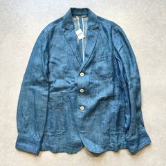 美品 45R フォーティファイブアール チェック 麻 ダブルジャケット 3 L 美品 45R フォーティファイブアール チェック 麻 ダブルジャケット 3 L