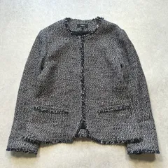 【美品】theory　セオリー　ツイードジャケット　サイズ２　フォーマル　ノーカラー