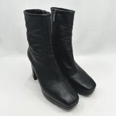 DIANA ダイアナ ストレッチ ブーツ レザー サイドジップ ヒール ブーティ ブラック 22cm