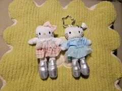 ハローキティ ぬいぐるみ キーホルダー/ピンク CHECK/ブルー ドレス
