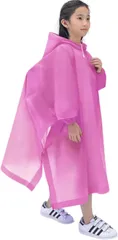 DZTSMART キッズレインポンチョ 子供用 EVA素材 ランドセル対応 複数回使用可能 男の子 女の子 おしゃれ 130g超軽量 超撥水 防風 小学生 通学 雨の日 自転車 遠足 旅行 ボランティア活動 (ピンク,  子供用)