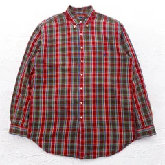 Ralph Lauren 90年代 ボタンダウンシャツ L TALL レッド チェック スモールポニー刺繍 ビッグサイズ