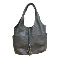 4 BELLUNA編みハンドルタッセルショルダー 美品 ダークグレー - メルカリ