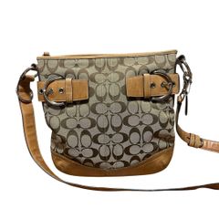COACH コーチ シグネチャー トートバッグ 茶 キャンバス レザー 842 