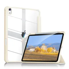 【数量限定】Aoub iPad 11世代 (A16) 10世代 ケース iPad ケース 第10世代 2022 10.9 インチ 透明バックカバー ペンシル 収納可能 三つ折スタンド スリープ機能 軽量 薄型 傷つけ防止 TPUフレーム PU合成レザー ホワイ