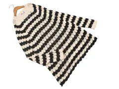 新品 ZARA ザラ 透かし編み ボーダー ニット セーター sizeS/オフホワイトｘ黒 ■◇ レディース