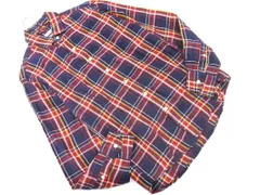 GLOBAL WORK グローバルワーク リネン100% チェック シャツ sizeS/赤ｘ紺x黄 ■◇ メンズ