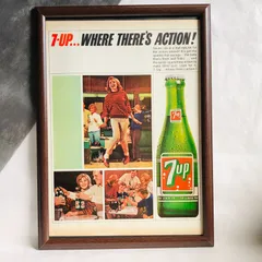 ビンテージ 　広告　ポスター 『 セブンアップ 7UP 』　   50's・60's　オリジナル　当時物　額付きアメリカ 輸入雑貨　ヴィンテージ　ノベルティ　アドバタイジング　レトロ　( AZ199 )のサムネイル