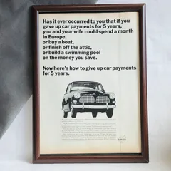 ビンテージ 　広告　ポスター 『 ボルボ VOLVO 』　 50's・60's　オリジナル　当時物　額付きアメリカ 輸入雑貨　ヴィンテージ　ノベルティ　アドバタイジング　レトロ　( AZ178 )のサムネイル