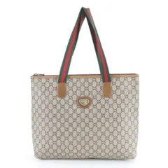 オールド グッチ シェリー ライン GG プラス レザー トート バッグ ショルダー ビジネス 通勤 書類鞄 A4 メンズ RWE DW33-1【中古】