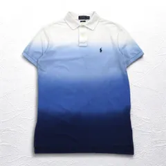 POLO RALPH LAUREN グラデーション カラー ポロシャツ M ホワイト ブルー コットン スモールポニー刺繍