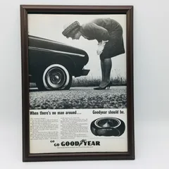 ビンテージ 広告　ポスター 　『 グッドイヤー 』 1960's　オリジナル　額付 アメリカ　当時物　輸入雑貨　ヴィンテージ　アドバタイジング　レトロ　390mm × 283mm  ( AZ703 )のサムネイル