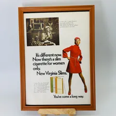 ビンテージ 広告　ポスター 　『 ニューバージニアスリム　煙草 』 1960's　※当時物　アメリカ 輸入雑貨　ヴィンテージ　フレーム付　　アドバタイジング レトロ　 .( AZ1043 )のサムネイル
