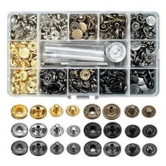 【在庫セール】HappyHome カシメ スナップボタン 打ち具 セット 6色 120個 レザークラフト工具 ホック打ち DIY パーツ 12mm