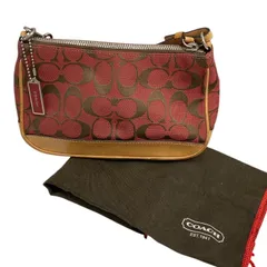 COACH/コーチ/6094/シグネチャーアクセサリーポーチ/キャンバス/レザー/レッド系/レディース/FE0200