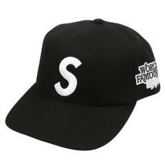 シュプリーム ワールドフェイマス Sロゴ 6パネル ブラック キャップ
