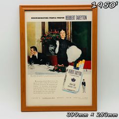 広告　フレーム付　ビンテージ　ポスター　『 ハーバート・タレイトン 煙草 』　ヴィンテージ　1950's　アメリカ　輸入雑貨　※当時物　アドバタイジング　オリジナル　( AZ1700 )