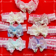 ＊ちょうちょのリボンシュシュ（チョーカー）  15本（1セット）＊　トリミングチョーカー　犬猫用シュシュ