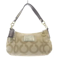 コーチ COACH ポピー オプアート キャンバス ワンショルダーバッグ ベージュ 茶色
