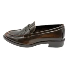 ♪4192 ZARA ペニーストラップ ローファー 2533/610/700 23.5cm ブラウン 中古 ザラ 茶色 こげ茶 ダークブラウン