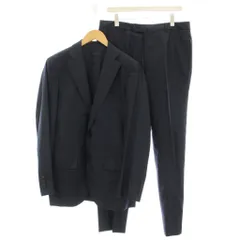 トゥモローランド TOMORROWLAND ロロピアーナ シルク混 スーツ セットアップ ジャケット パンツ 48 ネイビー 紺 61065406102 /☆G