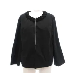 ローラアシュレイ LAURA ASHLEY ノーカラージャケット 12 黒 ブラック フリルネック /NL ■ECF003のサムネイル