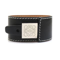 極美品 ロエベ アナグラム レザー バングル ブレスレット スモール