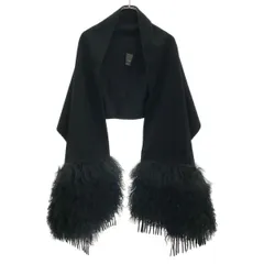 FENDI フェンディ ファーフリンジカシミヤストール  ブラックのサムネイル