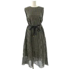 ブルーレーベルクレストブリッジ BLUE LABEL CRESTBRIDGE シアーギンガムマキシドドレス ワンピース ノースリーブ ロング 36 黒 白 55J44-142-09 /TK