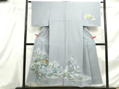 平和屋着物■訪問着　手描き　風景樹林文　暈し染め　金彩　正絹　逸品　DABE8971qa
