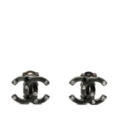 シャネル ココマーク イヤリング シルバー グリーン メタル ラインストーン レディース CHANEL【1-0265817】
