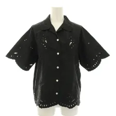 シンゾーン Shinzone 24SS ペイズリーオープンカラーシャツ PAISLEY OPEN COLLAR SHIRT ブラウス 半袖 スカラップ カットワークレース 34 黒 ブラック 24MMSBL04 /YTのサムネイル
