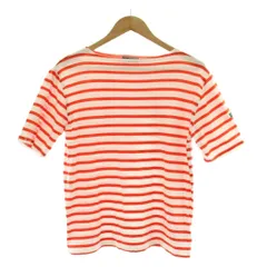 セントジェームス SAINT JAMES Tシャツ  白 ホワイト オレンジ ボーダー柄 半袖 ボートネック /RK