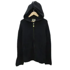 ダナキャランニューヨーク DKNY ジャケット ニットパーカー 上着 ミドル丈 無地 ジップアップ P 黒 /SY48 ■ECD001のサムネイル