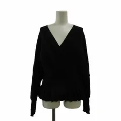 ナルシス Narcissus バックオープンカシュクール ぺプラムニット  F 黒 ブラック Vネック ラップデザイン 長袖 /SH ■ECA004のサムネイル