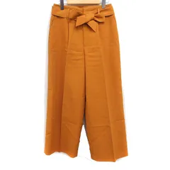 ロートレアモン LAUTREAMONT タック ワイド パンツ センタープレス 無地 リボン 40 オレンジ /FT48