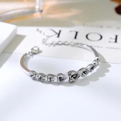 Swarovski スワロフスキー ハート型クリスタル ブレスレット 9連 シルバー チェーンブレスレット ハート レディース アクセサリー