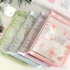 シール帳 A5 動物柄 クリア 透明 はがせる リフィル10枚付 リフィル 台紙 バインダー 猫 犬 ウサギ 女の子 可愛い 手帳シール カスタマイズ手帳 トレカ収納