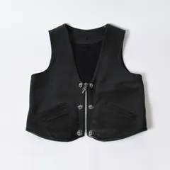 極美品 CHROME HEARTS クロムハーツ 6BTN ZIP FRNT VEST ラージクロス レザーベスト サイズM ダガー クロスボール 中古 4b013777のサムネイル