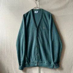 70s 80s IZOD LACOSTE アクリル ニット カーディガン / XL ターコイズ グリーン USA ビンテージ K6-04004-9277