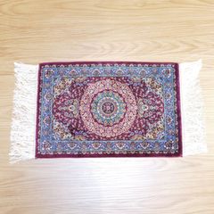 ヤラメ産】本物 手織りペルシャ絨毯 85×115cm ブルー 玄関マット