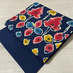 しつけ付 浴衣反物 本染 浴衣 個性的 個性的 青 緑 水色 向日葵 