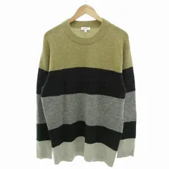 B&Y ユナイテッドアローズ BEAUTY&YOUTH ビューティー&ユース スポンジウールパネルニット セーター プルオーバー ボーダー 長袖 S グレー 緑 グリーン ベージュ /FF ■GY14